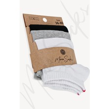 Mono Socks 3'lü Kırmızı Çentikli Patik Çorap