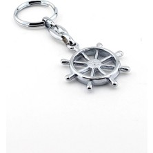 Herşey Nota Gümüş Renk Gemici Dümen Anahtarlik