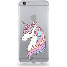 Printify Apple iPhone 6s Uyumlu Kapak Unicorn Tasarımlı Şeffaf Silikon Kılıf