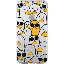 Printify Apple iPhone 8 Uyumlu Kapak Duck Tasarımlı Şeffaf Silikon Kılıf