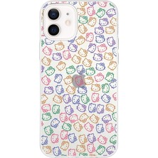 Printify Apple iPhone 12 Mini Uyumlu Kapak Hello Kitty Tasarımlı Şeffaf Silikon Kılıf