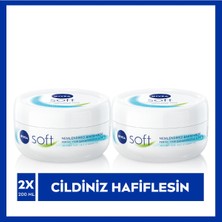 NIVEA Soft  200 ml x2 Adet,Nemlendirici El,Yüz ve Vücut Bakım Kremi