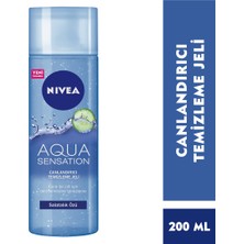 NIVEA Aqua Sensation Canlandırıcı Yüz Temizleme Jeli 200 ml x 2 Adet, Salatalık Özü, Makyaj Süngeri Hediye