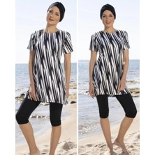 Estiva 23802 Siyah Kısa Kol  Yarı Kapalı Mayo