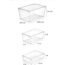Calke Buzdolabı Organizer Düzenleyici Şeffaf 3 Boy Büyük Orta Küçük Sebze Meyve Saklama Kabı Kapaklı