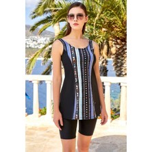 Adasea  Lapieno 3503 Siyah Yeni Askılı Şortlu Yüzücü Mayo