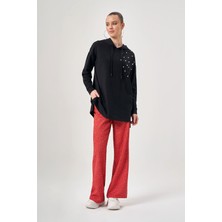 Mizalle Omuzu Incili Siyah Sweatshirt