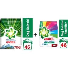 Ariel Dağ Esintisi Beyazlar için 7kg  + Parlak Renkler 7kg Toz Çamaşır Deterjanı
