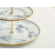 English Home Toile Botanical Emaye Katlı Servis 21X29 cm Koyu Mavi-Beyaz