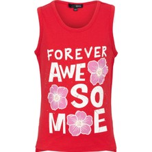 BRZ Collection Baskılı Yırtmaçlı Kız Çocuk Sıfır Kol T-Shirt