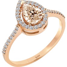 Sirius Pırlanta ve Damla Morganite Taşlı Aysenem Yüzük