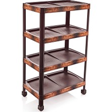 abnturk Ultra Lüks Model Ahşap Desenli 4 Katlı Demonte Ayakkabılık 48X28 H:80CM 8 Çift Ayakkabı Için