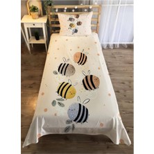 Evmila Arı Desenli Çocuk Odası Yatak Örtüsü Takımı