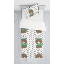 Lolla Evmila Dijital Baskılı Sevimli Ayıcık Kadife Örtü Yastık Seti 452