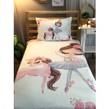 Lolla Evmila Dijital Baskı Balerin Kız Kadife Örtü Yastık Seti 1996