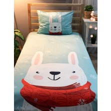 Lolla Evmila Dijital Baskı Svimli Tavşan Kadife Örtü Yastık Seti 385