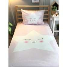 Lolla Evmila Dijital Baskı Pembe Yıldız Kadife Örtü Yastık Seti 393