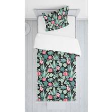 Lolla Evmila Dijital Baskılı Çiçekli Kadife Örtü Yastık Seti Lldcfp 42