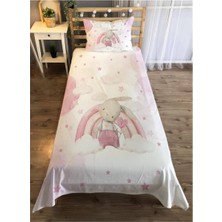 Evmila Tavşan Desenli Kız Çocuk Odası Yatak Örtüsü Takımı