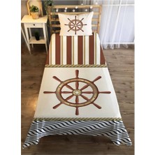 Evmila Gemi Dümeni Desenli Çocuk Yatak Örtüsü