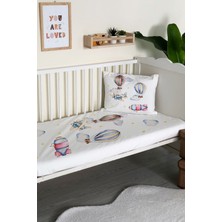 Evmila Uçan Balon Desenli Kadife Dekoratif Bebek Beşik Örtüsü