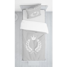 Lolla Evmila Gri Zemin Taçlı Kadife Dekoratif Örtü 2