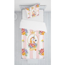 Lolla Evmila Çiçekli Unicorn Kadife Dekoratif Örtü 83