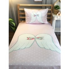 Lolla Evmila Pembe Melek Kanadı Kadife Dekoratif Örtü 187