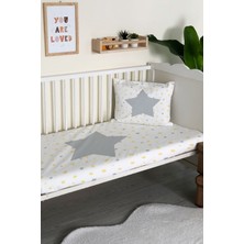 Evmila Yıldız Desenli Kadife Dekoratif Bebek Beşik Örtüsü