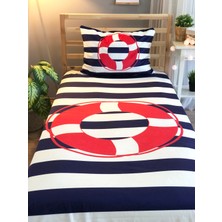 Lolla Evmila Dijital Baskı Gemici Kadife Örtü Yastık Seti 1810