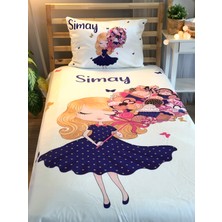 Lolla Evmila Dijital Baskı Buketli Kız Kadife Örtü Yastık Seti 1431