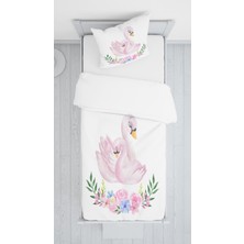 Evmila Dijital Baskı Kuğu Örtü Yastık Seti 1306