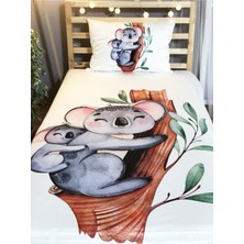 Evmila Dijital Baskı Sevimli Koala Örtü Yastık Seti 1265