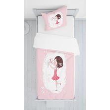 Lolla Evmila Dijital Baskı Kız ve Köpecik Kadife Örtü Yastık Seti 1950