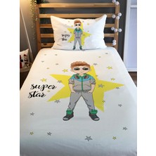 Evmila Dijital Baskı Yıldız Çocuk Örtü Yastık Seti 1779