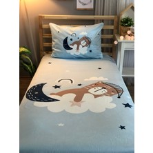 Lolla Evmila Dijital Baskı Uyuyan Ayıcık Kadife Örtü Yastık Seti 1756