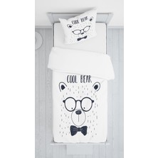 Lolla Evmila Dijital Baskı Gözlüklü Ayıcık Kadife Örtü Yastık Seti 764