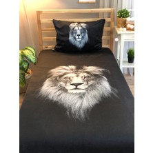 Lolla Evmila Dijital Baskı Aslan Kadife Örtü Yastık Seti 884