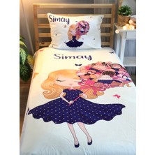 Evmila Dijital Baskı Buketli Kız Örtü Yastık Seti 1431