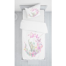 Lolla Evmila Dijital Baskı Kalpli Fil Kadife Örtü Yastık Seti 1945