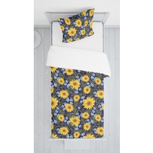 Lolla Evmila Dijital Baskılı Papatyalı Kadife Örtü Yastık Seti Lldcfp 1