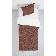 Lolla Evmila Dijital Baskılı Kırmızı Çiçekler Kadife Örtü Yastık Seti Lldcfp 7