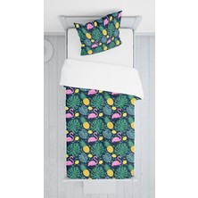 Lolla Evmila Dijital Baskılı Flamingolu Kadife Örtü Yastık Seti Lldcfp 29