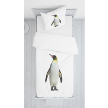 Lolla Evmila Dijital Baskı Penguen Kadife Örtü Yastık Seti 1074
