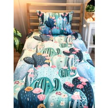 Lolla Evmila Dijital Baskılı Kaktüslü Kadife Örtü Yastık Seti Lldcfp 70