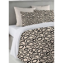 Evmila Geometrik Siyah Desen Baskılı Çift Kişilik 200X220 cm Nevresim Takımı - Kahverengi