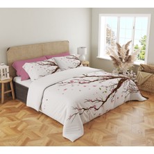 Evmila Ağaç Dal Desen Baskılı Çift Kişilik 200X220 cm 2 Adet 50X70CM Nevresim Takımı - Beyaz