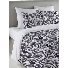 Evmila Zebra Desen Baskılı Çift Kişilik 200X220 cm Nevresim Takımı - Siyah ve Beyaz