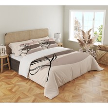 Evmila Bohem Desen Baskılı Çift Kişilik 200X220 cm 2 Adet 50X70CM Nevresim Takımı - Ekru