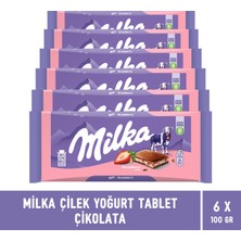 Milka Çilek Yoğurt Tablet Çikolata 100 gr - 6 Adet